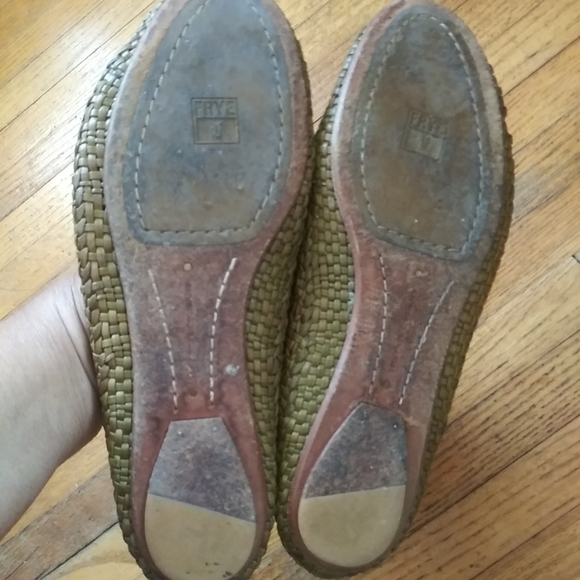 Frye Flats Woven Braided Ballet Boho Bohemian Seagrass Green 9W - Picture 3 of 5